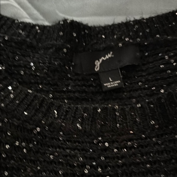 Black Sparkle Funnel Shape Women's Sweater Size L - Picture 3 of 4